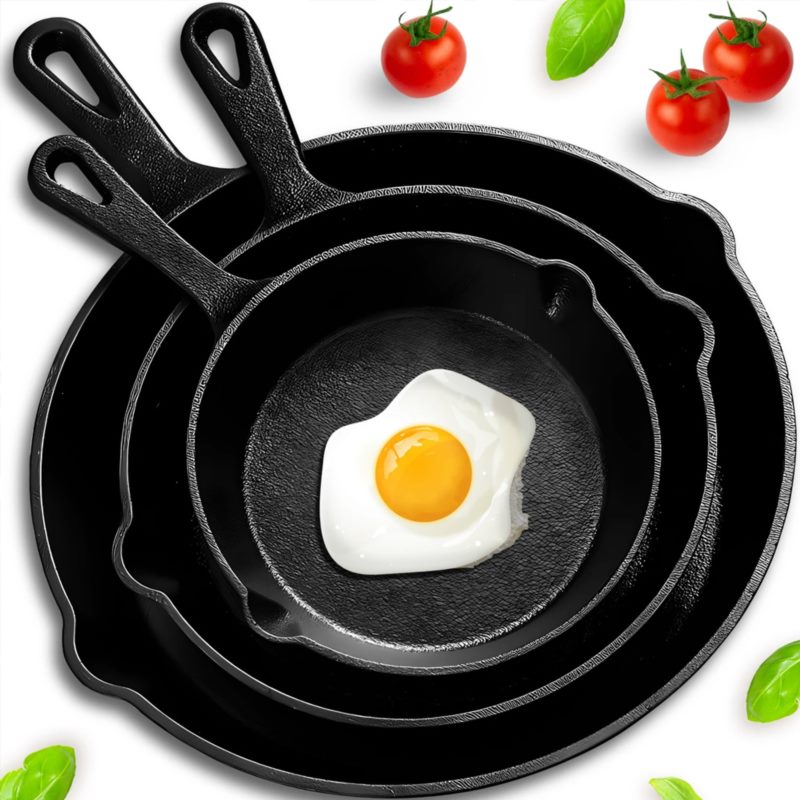 Patelnie żeliwne 3 szt 1704 Patelnie żeliwne 3 szt 1704