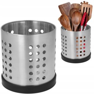 Pojemnik na sztućce metalowy srebrny 3187