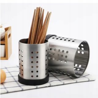 Pojemnik na sztućce metalowy srebrny 3187