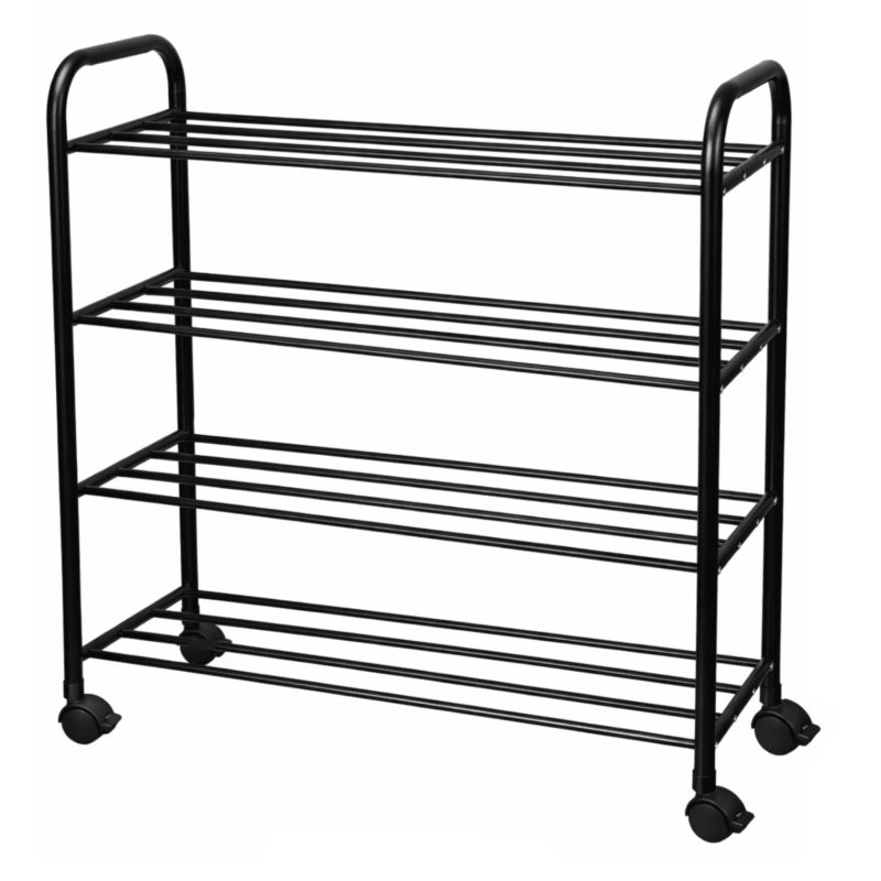 Półka, regał na buty czteropoziomowy kółka 3554